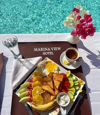 Breakfast tray by the pool